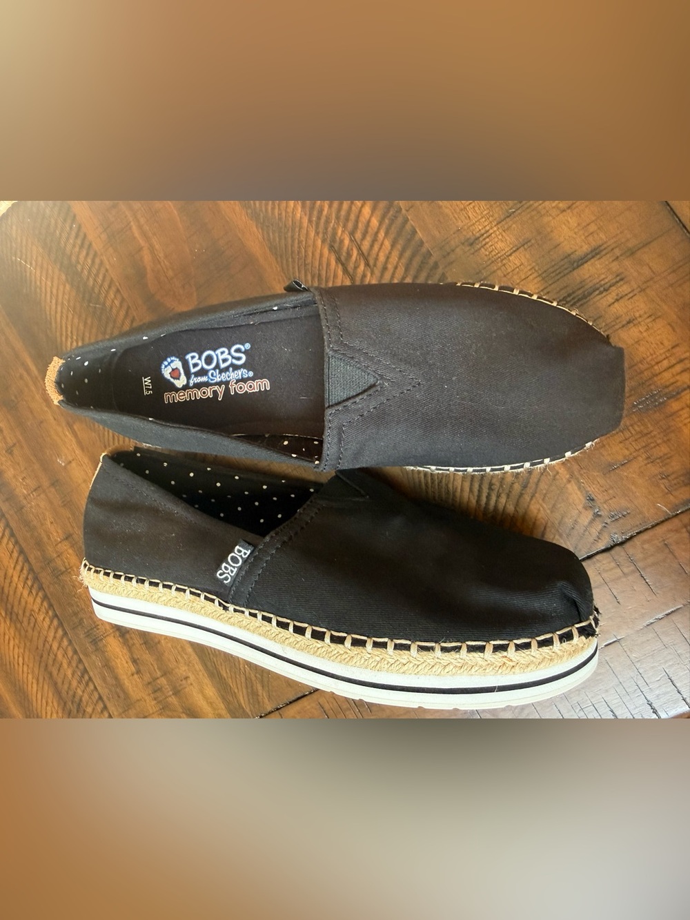 BOBS Alpargata slip-ons, EUC, 7.5, black